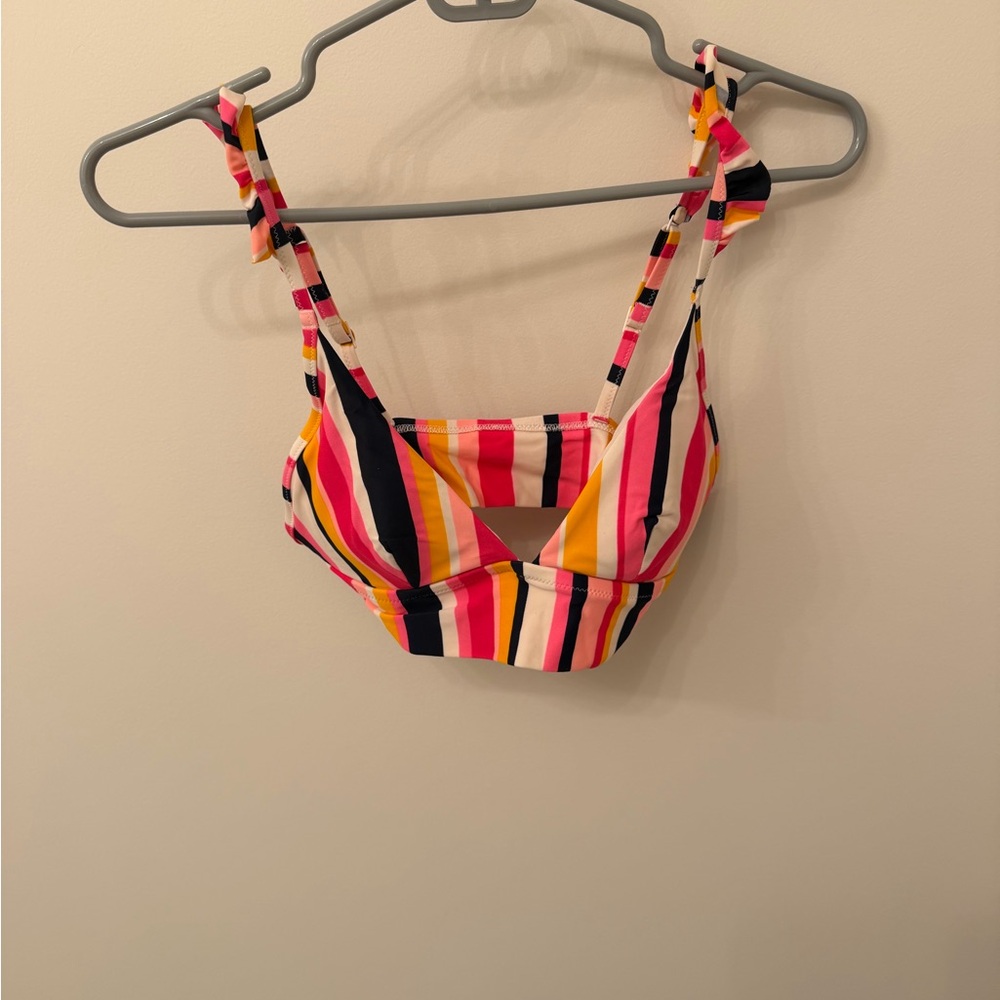 Aerie Ruffle Bikini Top Stripes
